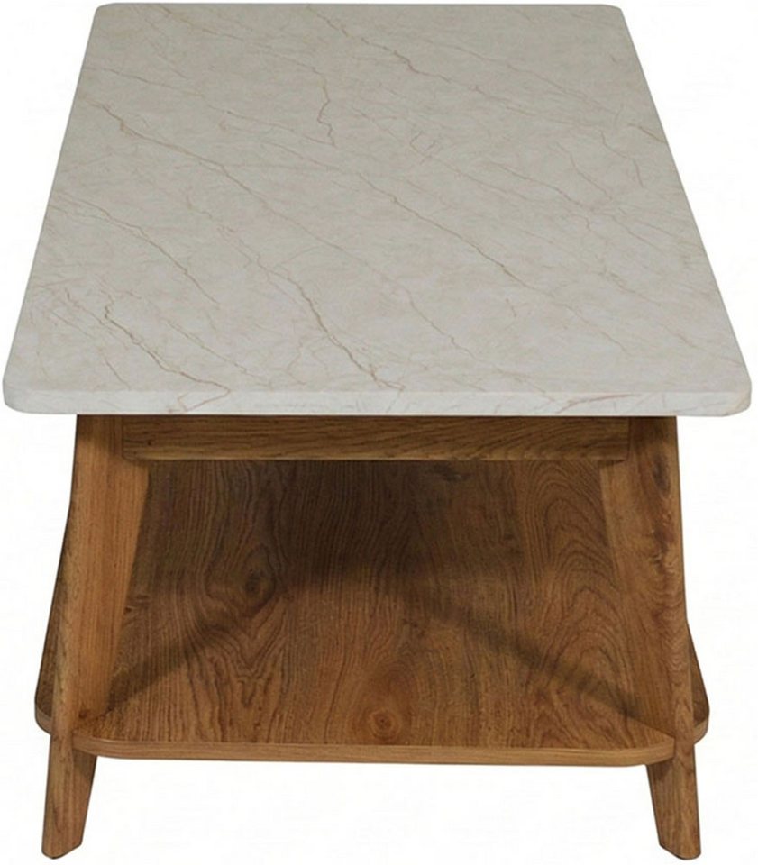 Jahnke Couchtisch SIXTY COFFEE, Couchtisch, 2 Ebenen, Skandi, Eiche-Optik & Marmor-Look, Breite:110 cm – Bild 5 von 5