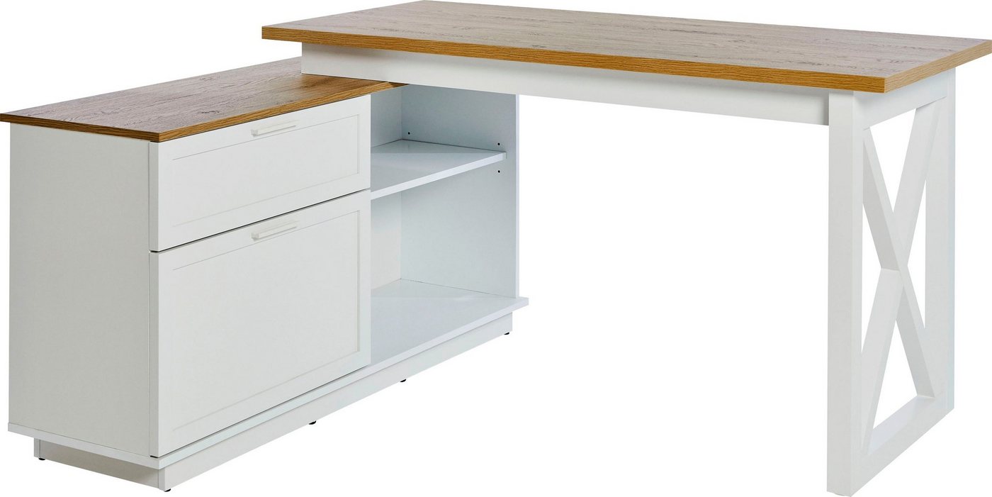 Jahnke Eckschreibtisch CHALET D 155 E (1-St), im Landhausstil, wechselseitig montierbar – Bild 3 von 5