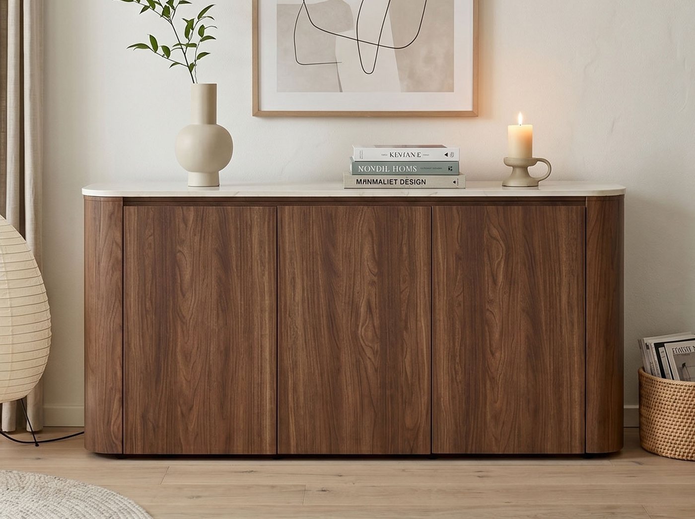 Jahnke Sideboard TRESOR SB 150, Sideboard, Marmor Look, grifflose Optik, 3 Türen, Breite:150 cm – Bild 2 von 5