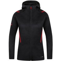 JAKO Damen Freizeitjacke Challenge mit Kapuze, Größe 34 in Schwarz