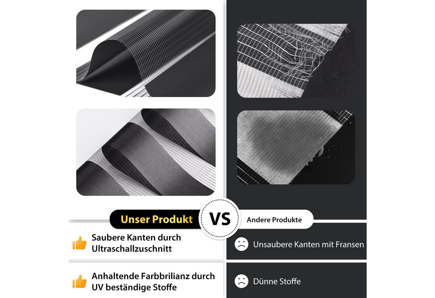 Doppelrollo 32,5 x 130 cm, schwarz [Stoffbreite 29,1 cm], jalousiescout, blickdicht, mit Bohren/ohne Bohren, freihängend, Klemmen, Kleben und Schrauben OHNE Auf – Bild 3 von 5