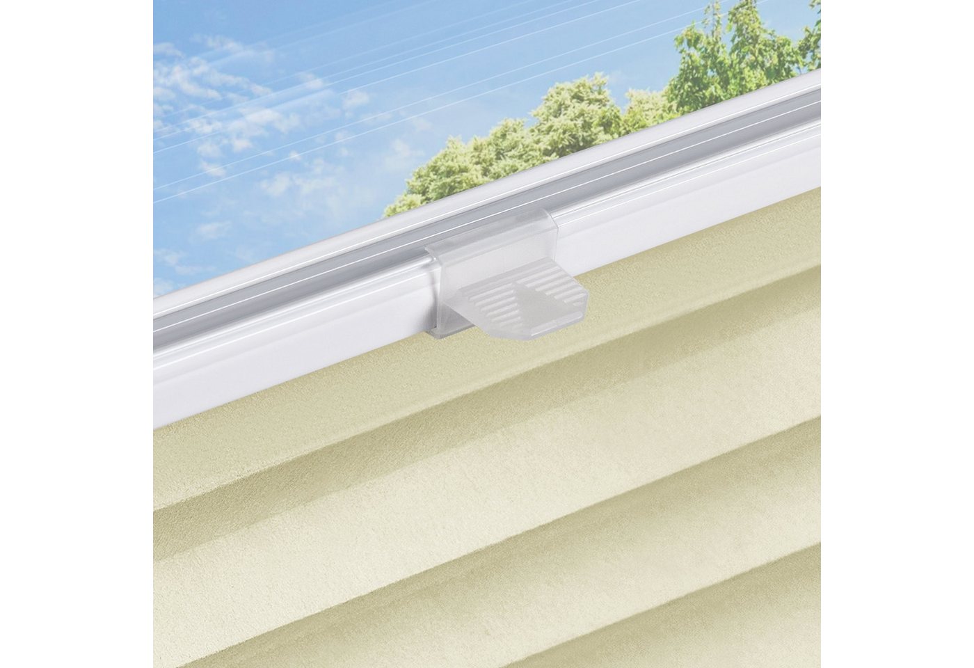 jalousiescout Plissee Pure Basic 60x110cm Creme Klemmfix ohne Bohren, halbtransparent, ohne Bohren, klemmen, Klemmfix, halbtransparent, Polyester-Stoff ohne Boh – Bild 4 von 5