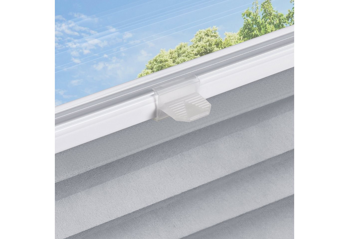 jalousiescout Plissee Pure Basic 60x110cm Grau Klemmfix ohne Bohren, halbtransparent, ohne Bohren, klemmen, Klemmfix, halbtransparent, Polyester-Stoff ohne Bohr – Bild 4 von 5