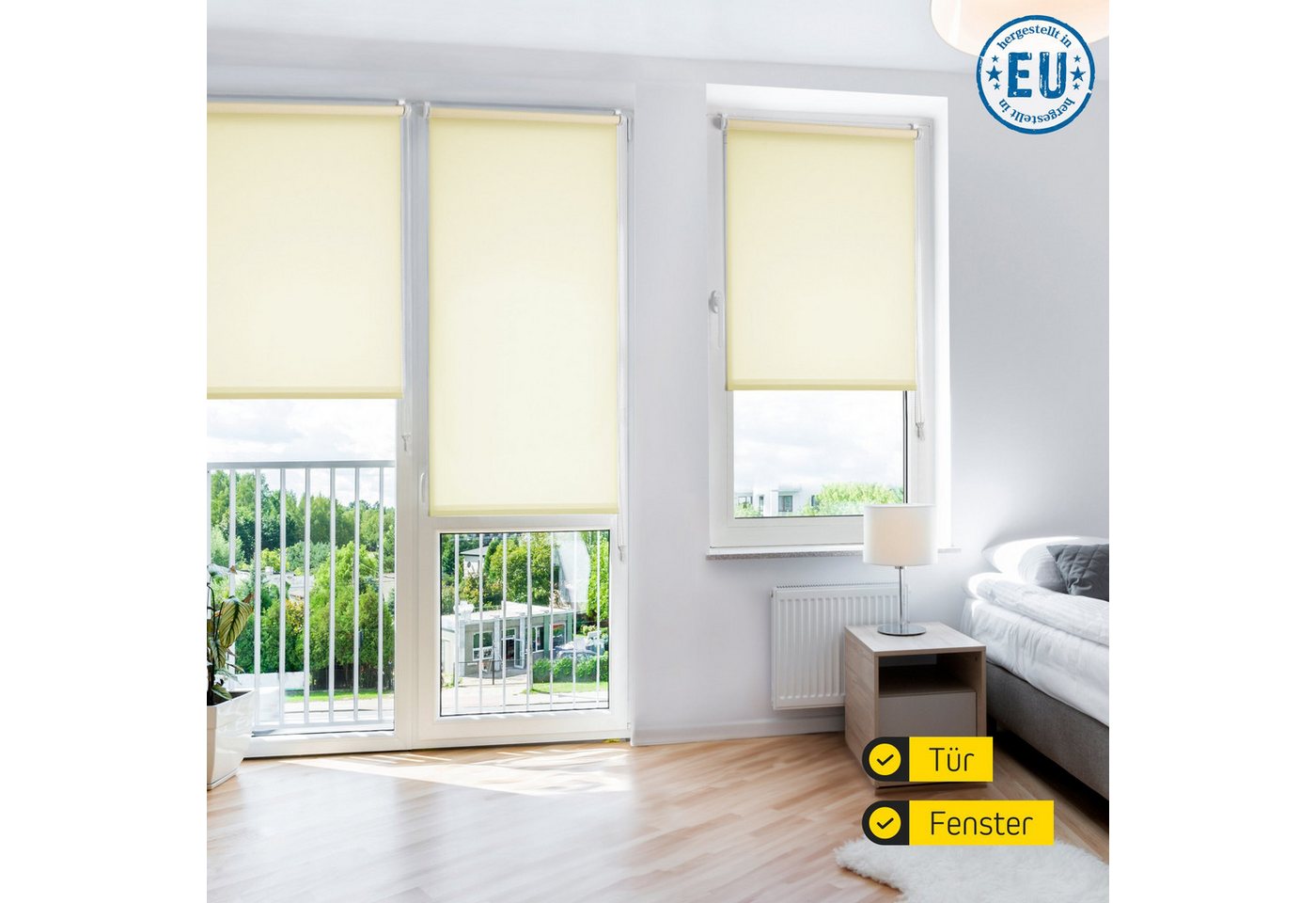 Rollo Lichtdurchlässig, 30 x 100 cm, creme [Stoffbreite 26,6 cm], jalousiescout, blickdicht, ohne Bohren, freihängend, Klemmfix, vormontiert, mit Kindersicherun – Bild 5 von 5