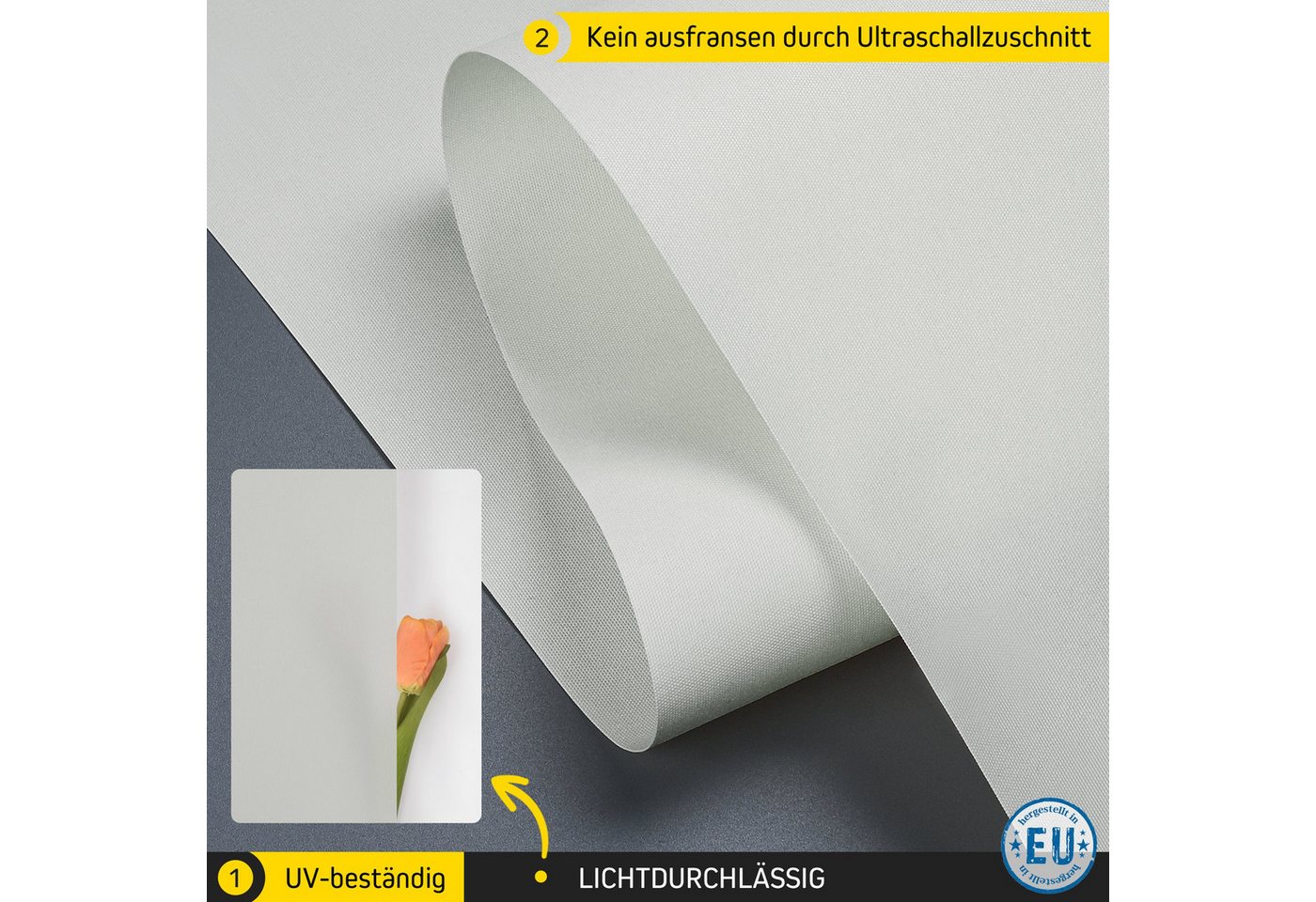Rollo Lichtdurchlässig, 30 x 100 cm, hellgrau [Stoffbreite 26,6 cm], jalousiescout, blickdicht, ohne Bohren, freihängend, Klemmfix, vormontiert, mit Kindersiche – Bild 3 von 5