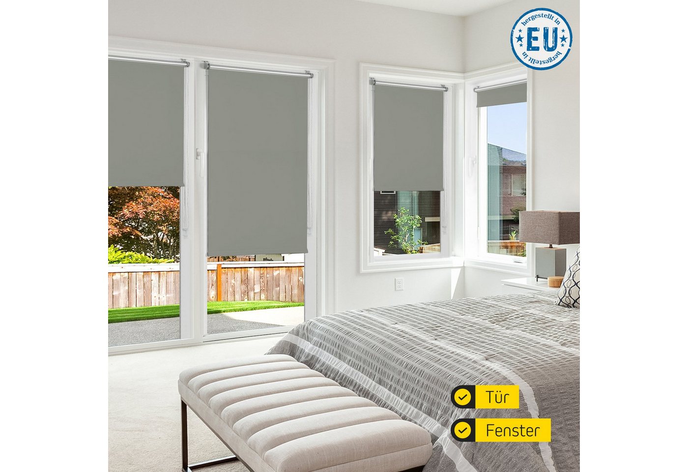Verdunklungsrollo Thermorollo, 30 x 130 cm, dunkelgrau [Stoffbreite 26,6 cm], jalousiescout, verdunkelnd, ohne Bohren, freihängend, Klemmfix, Thermo-Rollo Vollv – Bild 5 von 5