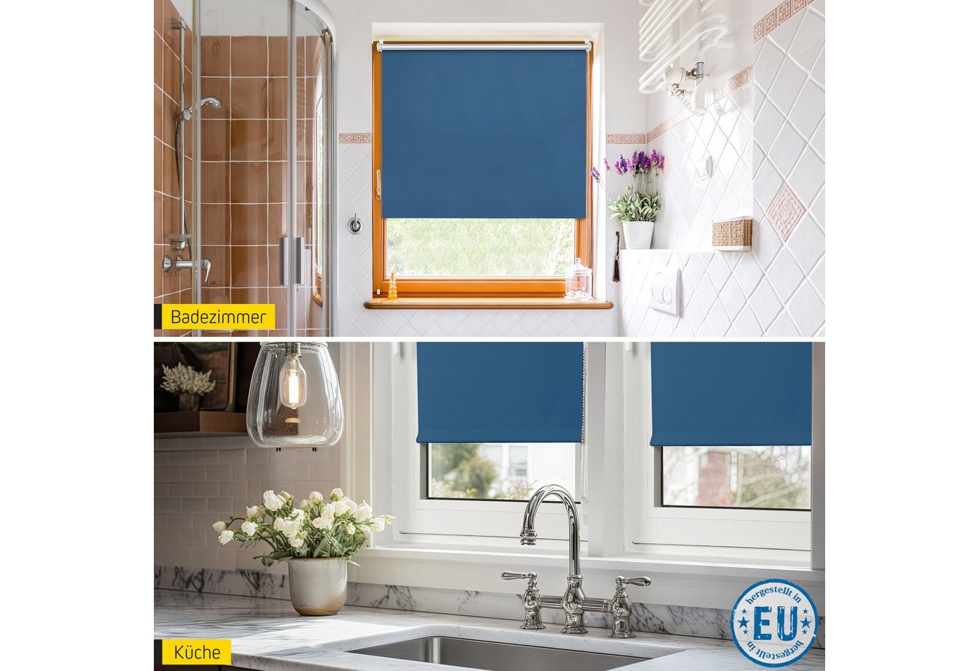 Verdunklungsrollo Thermorollo, 30 x 120 cm, dunkelblau [Stoffbreite 26,6 cm], jalousiescout, verdunkelnd, ohne Bohren, freihängend, Klemmfix, Thermo-Rollo Vollv – Bild 5 von 5