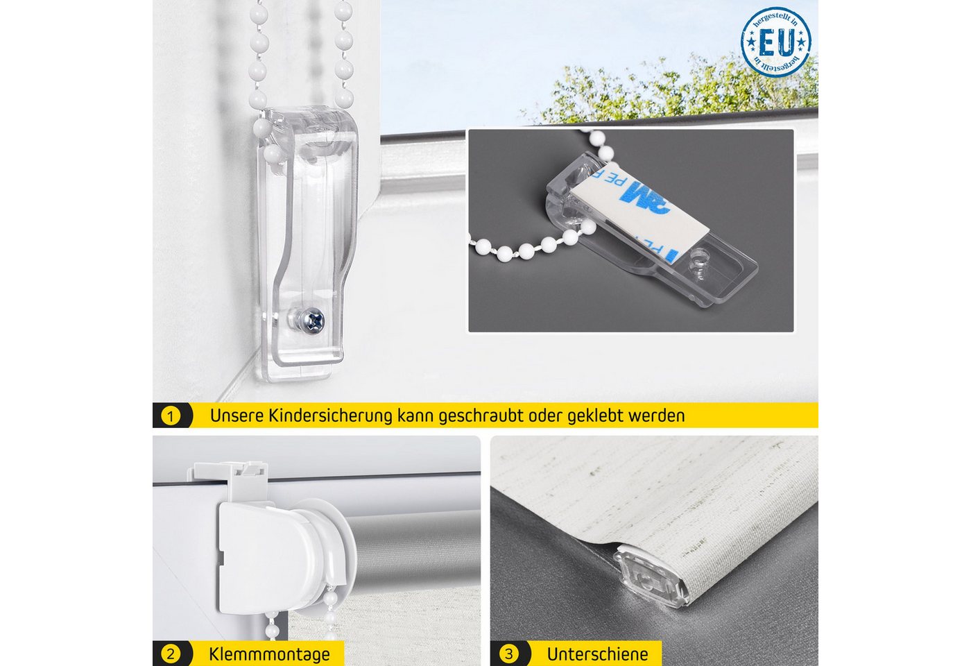 Verdunklungsrollo Thermorollo, 30 x 120 cm, weiß-strukturiert [Stoffbreite 26,6 cm], jalousiescout, verdunkelnd, ohne Bohren, freihängend, Klemmfix, Thermo-Roll – Bild 4 von 5