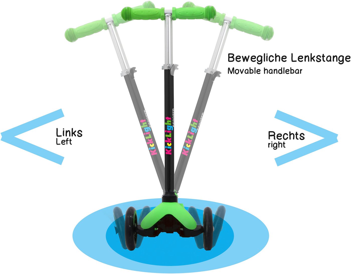 Jamara Dreiradscooter KickLight, mit LED-Rädern – Bild 5 von 5