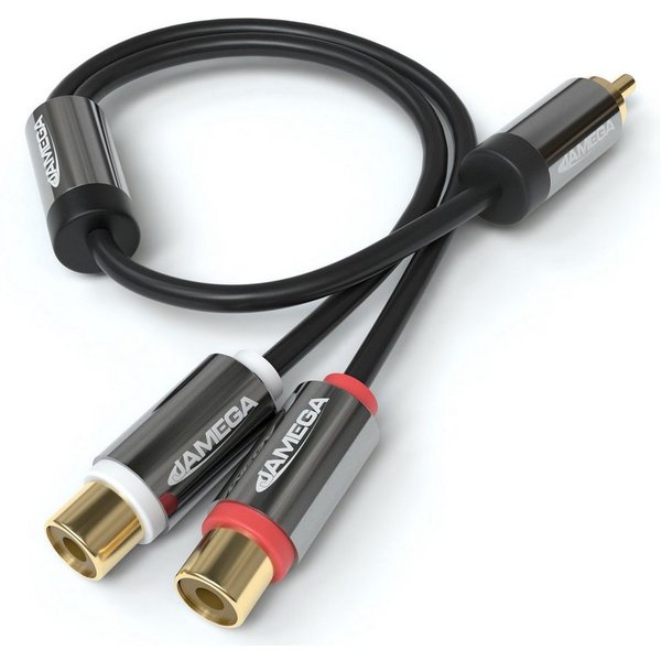 JAMEGA 0,2m Cinch Y-Adapter Audio Verteiler Y-Kabel für Subwoofer 1xStecker Audio-Adapter