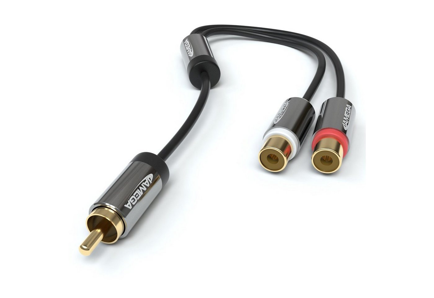 JAMEGA 0,2m Cinch Y-Adapter Audio Verteiler Y-Kabel für Subwoofer 1xStecker Audio-Adapter – Bild 2 von 5