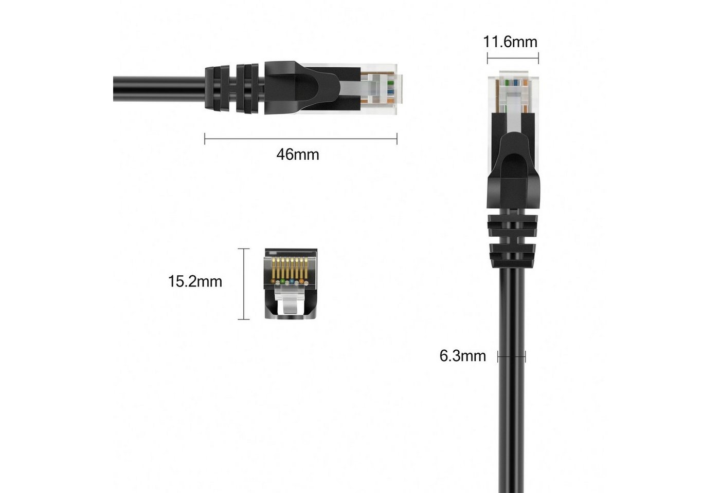 JAMEGA CAT 6 Patchkabel RJ45 Rohkabel LAN Kabel Ethernet Netzwerkkabel LAN-Kabel, CAT.6, RJ-45 Stecker (Ethernet) (25 cm) – Bild 3 von 5