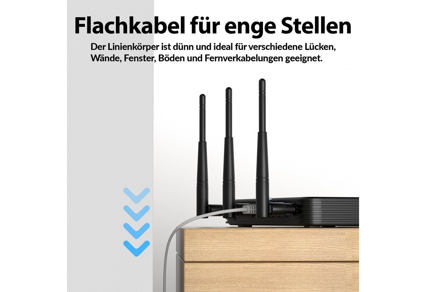 JAMEGA CAT 7 Flachkabel, RJ45 LAN Ethernet Patchkabel Netzwerk LAN-Kabel, CAT.7, RJ-45 Stecker (Ethernet) (100 cm) – Bild 4 von 5