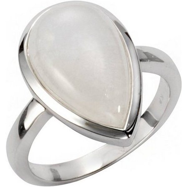 Jamelli Fingerring Silber 925 rhodiniert mit echtem Rainbow Mondstein 17x10,5mm