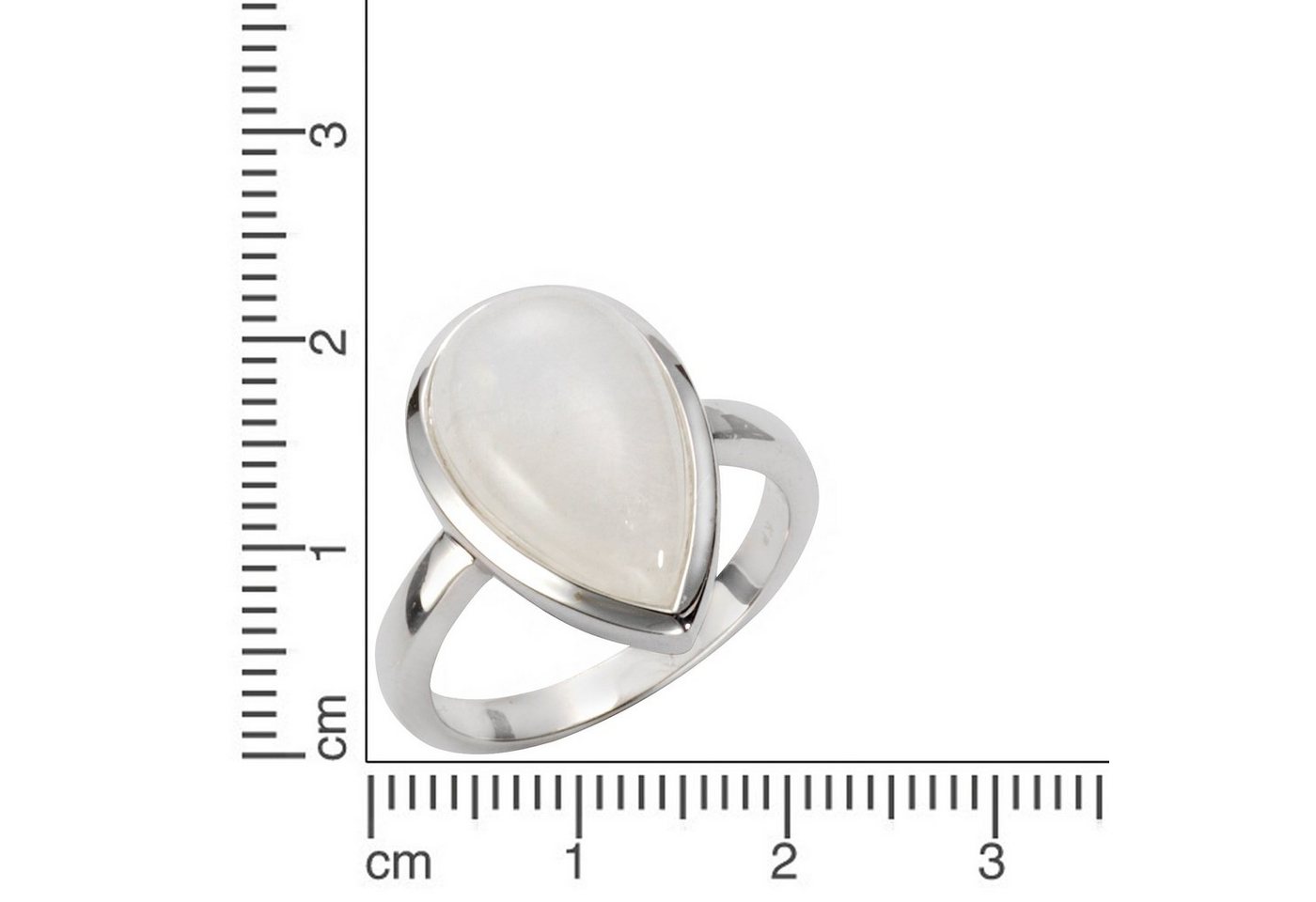 Jamelli Fingerring Silber 925 rhodiniert mit echtem Rainbow Mondstein 17x10,5mm – Bild 2 von 4