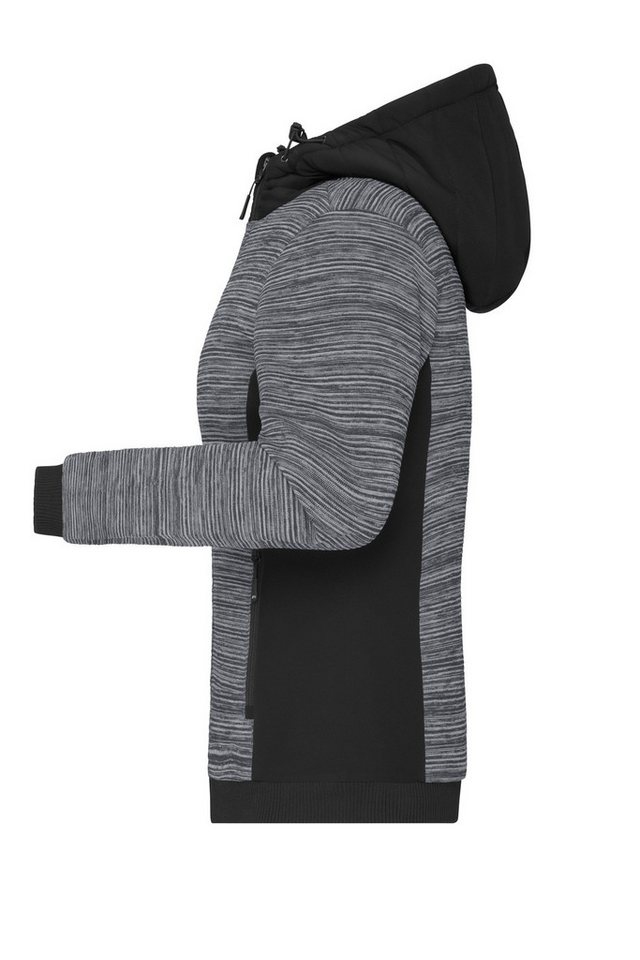 James & Nicholson Strickfleecejacke Wattierte Damen Strickfleece Jacke im attraktiven Materialmix JN1843 Hybridjacke mit wärmender Wattierung – Bild 3 von 4