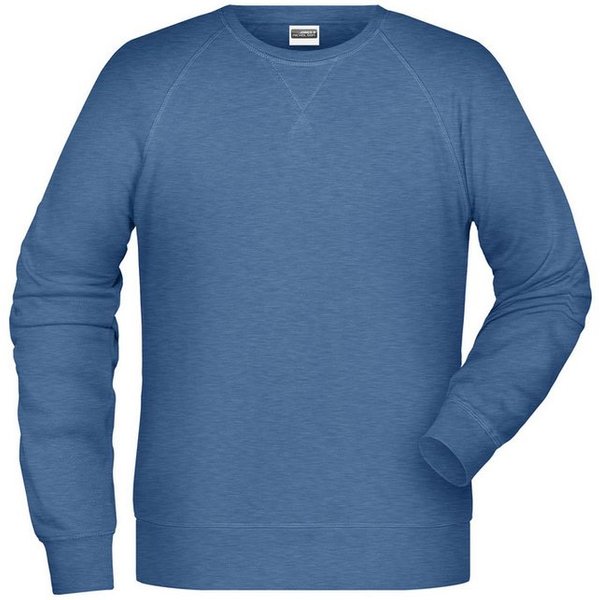 James & Nicholson Sweatshirt Herren Sweatshirt im Raglanschnitt aus Bio-Baumwolle 8022 Kragen und Armbündchen mit Elasthan