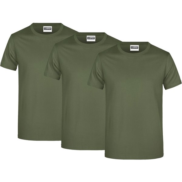 James & Nicholson T-Shirt 3er-Pack Klassisches Herren Basic T-Shirt JN790 (Spar-Set, 3er-Pack) Klassisches T-Shirt in mittelschwerer Single-Jersey-Qualität