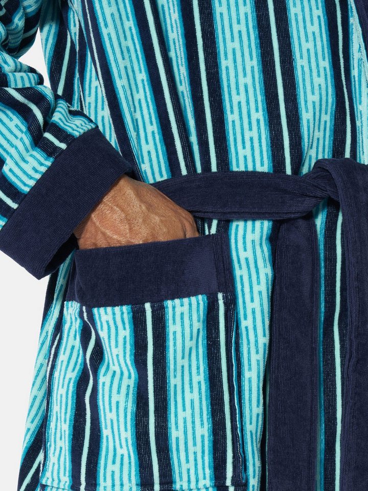 Jan Vanderstorm Bademantel BEKAN, Langform, Baumwolle, -, innen Frottee & außen Velour – Bild 5 von 5