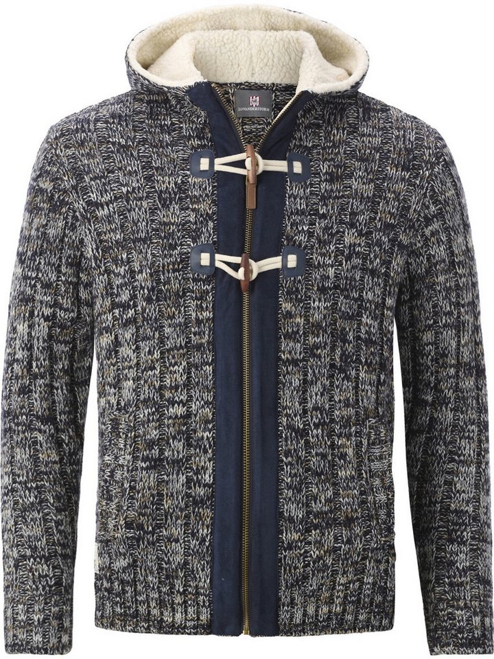 Jan Vanderstorm Kapuzenstrickjacke EIRBORG mit markanten Knebelknöpfen – Bild 3 von 5