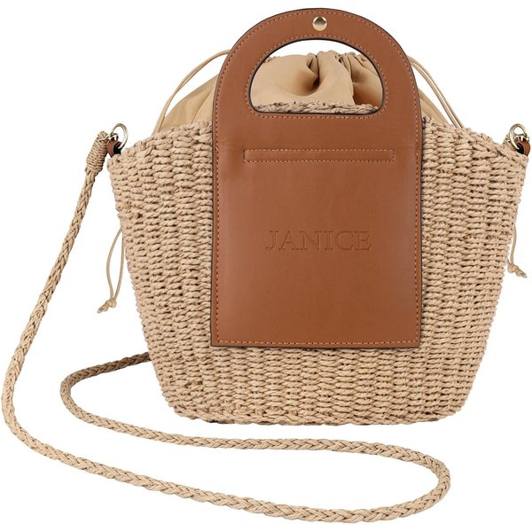 Janice Strandtasche Damen Handtasche Comallo, Sommertasche mit Stoffeinsatz mit Kordelzug