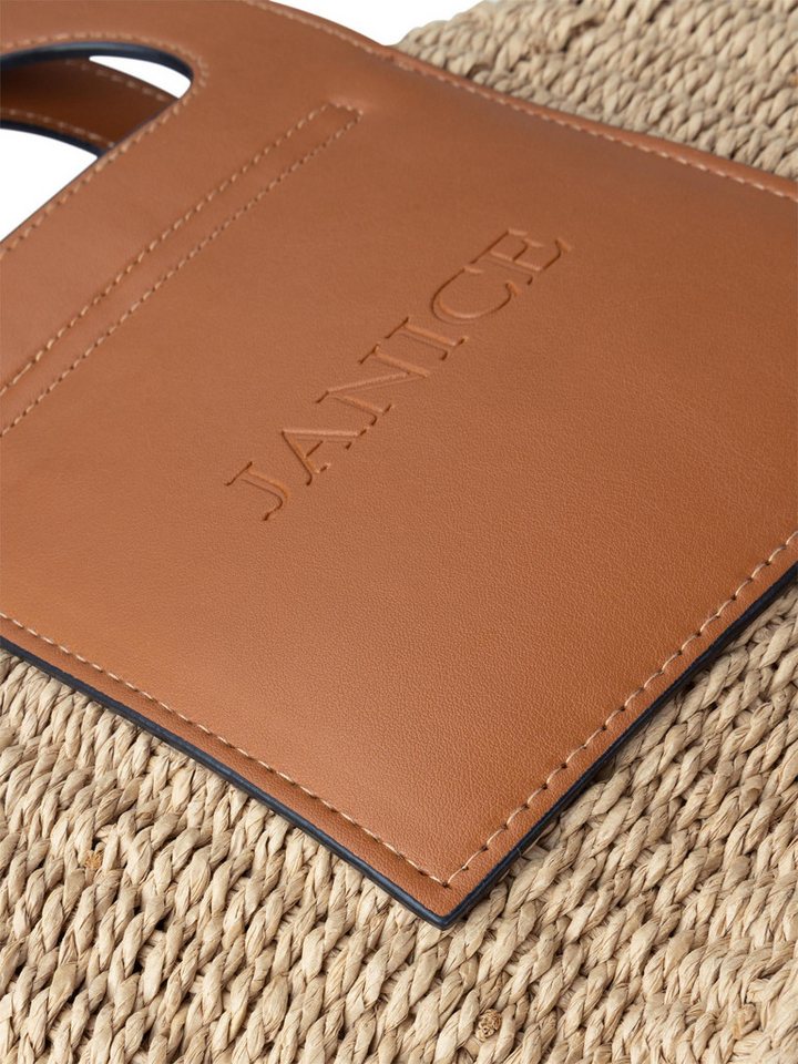 Janice Strandtasche Damen Handtasche Comallo, Sommertasche mit Stoffeinsatz mit Kordelzug – Bild 4 von 5