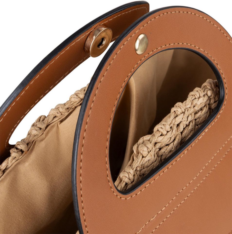Janice Strandtasche Damen Handtasche Comallo, Sommertasche mit Stoffeinsatz mit Kordelzug – Bild 5 von 5
