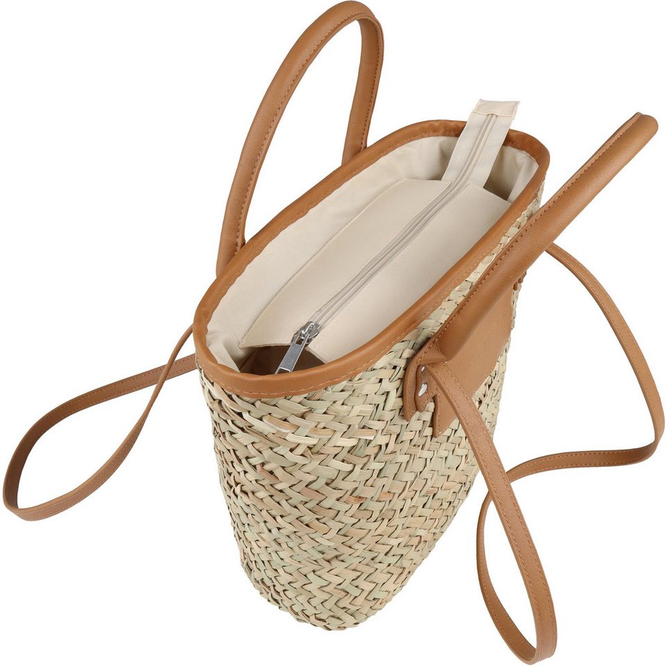 Janice Strandtasche Strohkorb 6 Liter Nabon, Damen Handtasche Sommertasche – Bild 5 von 5