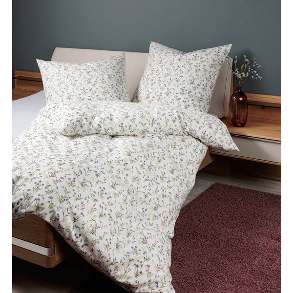 Janine Bettwäsche Noru, Satin, 2 teilig, in Gr. 135x200, 100% Baumwolle, Blumen-Design, tolle Qualität