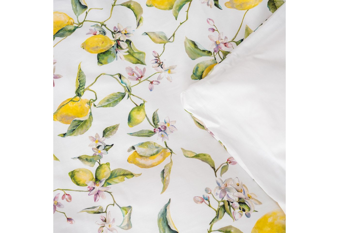 Janine Bettwäsche Satin, Satin, 2 teilig, Zitronen, gelb, weißer Hintergrund – Bild 4 von 5