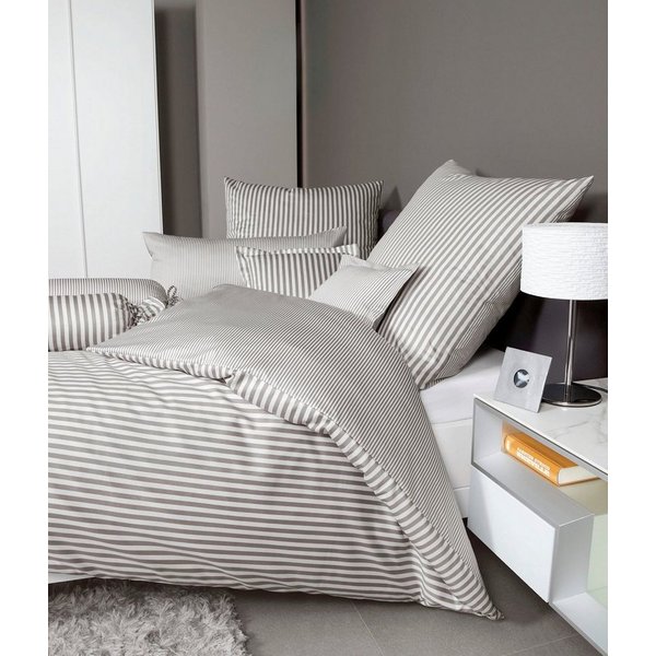 Janine Wendebettwäsche modernclassic 3912, 100% Baumwolle, Mako-Satin, 2 teilig, mit Reißverschluss, Streifen Design