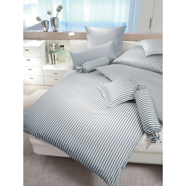 Janine Wendebettwäsche modernclassic 3912, 100% Baumwolle, Mako-Satin, 2 teilig, mit Reißverschluss, Streifen Design