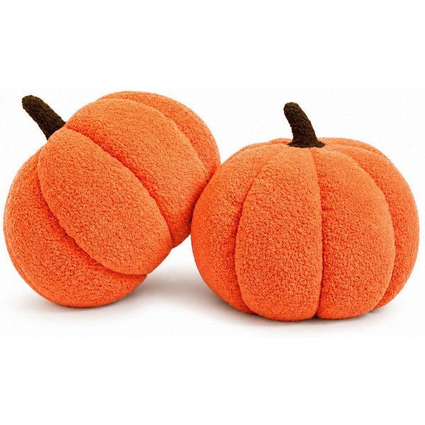 JASLIFE Dekofigur Kürbis2er-Set (2 St), Teddyplüsch-Optik, ideal als herbst deko und halloween deko