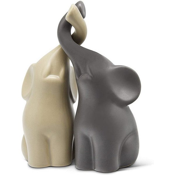 JASLIFE Dekoobjekt Elefantenpärchen, 2er Set, Keramik Deko – Tierfigur Elefant In Love (Dekofiguren-Set, 2-teiliges Set), Hochwertige Keramik, nordisches Design