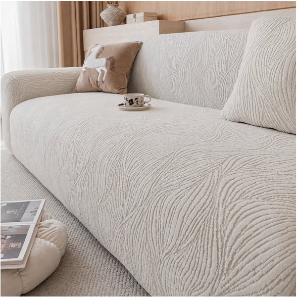 JASLIFE Sofahusse Wellenstruktur, weicher Jacquard-Stoff, elastisch, formstabil und maschinenwaschbar