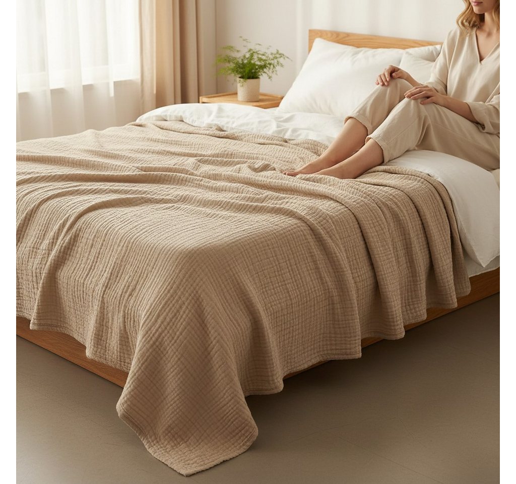 Wohndecke Musselin Decke Sofadecke, JASLIFE, Baumwolldecke,100% Baumwolle – Bild 2 von 5