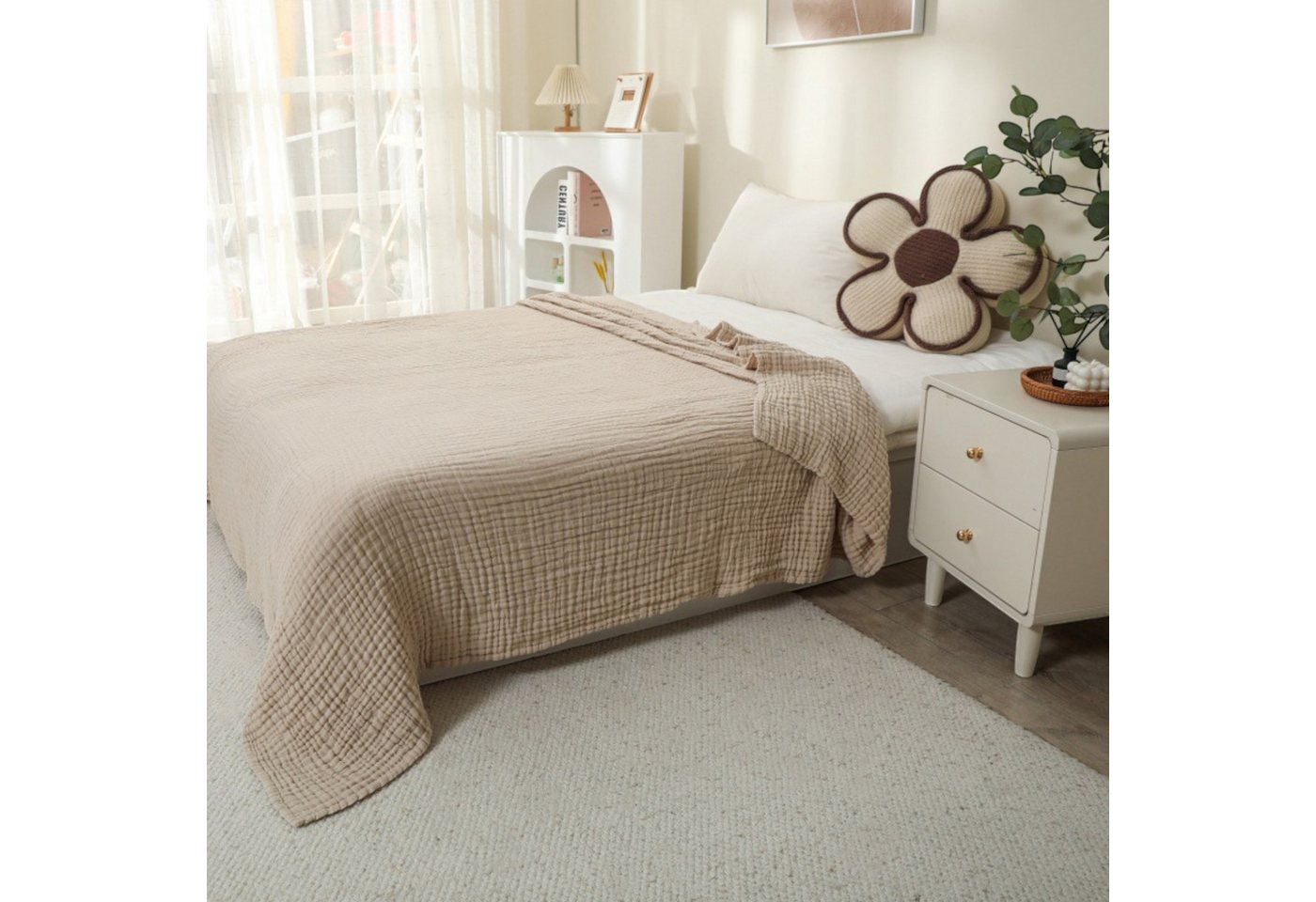 Wohndecke Musselin Decke Sofadecke, JASLIFE, Baumwolldecke,100% Baumwolle – Bild 3 von 5