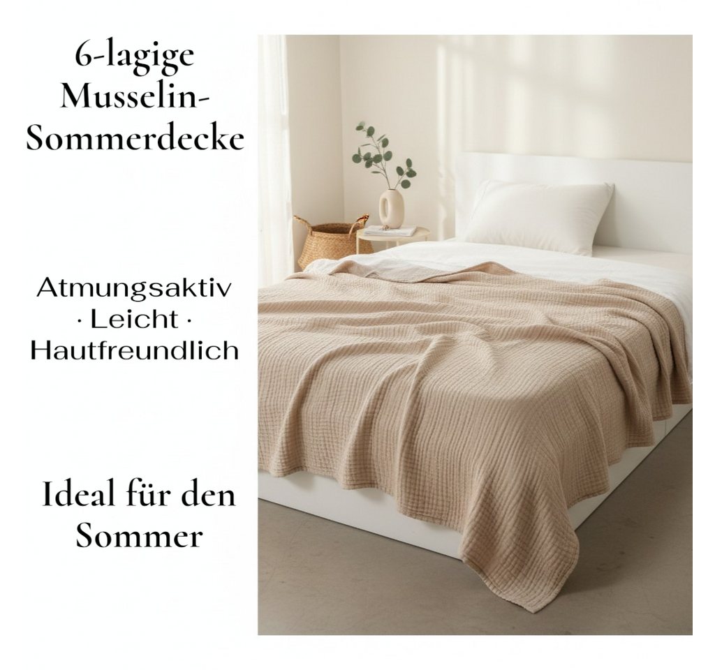 Wohndecke Musselin Decke Sofadecke, JASLIFE, Baumwolldecke,100% Baumwolle – Bild 4 von 5