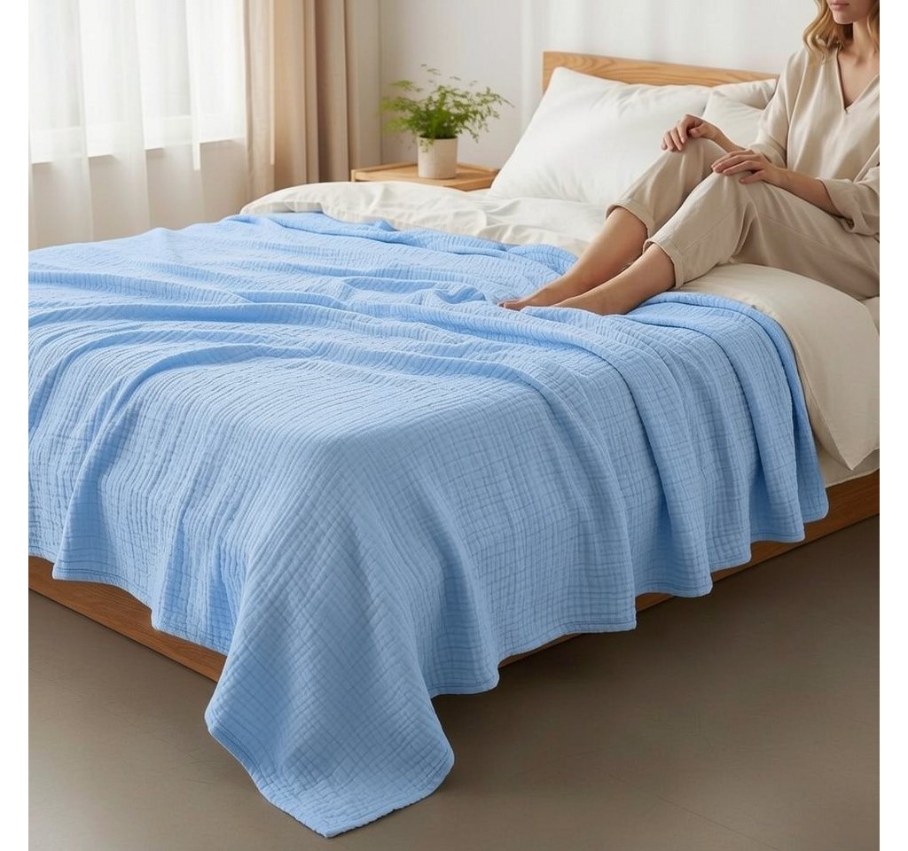 Wohndecke Musselin Decke Sofadecke, JASLIFE, Baumwolldecke,100% Baumwolle – Bild 2 von 5