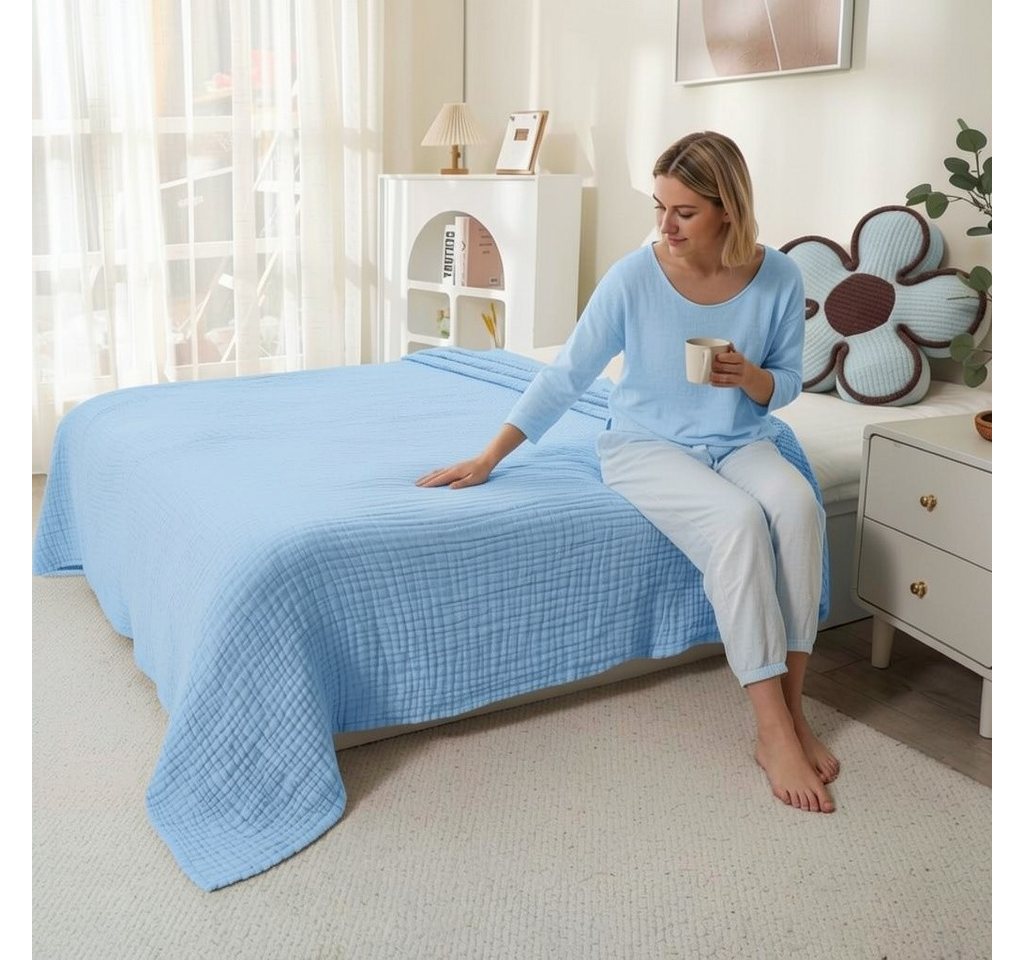 Wohndecke Musselin Decke Sofadecke, JASLIFE, Baumwolldecke,100% Baumwolle – Bild 3 von 5