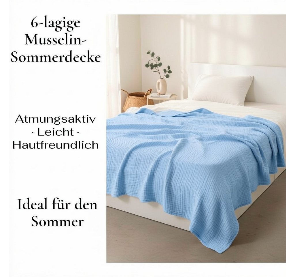 Wohndecke Musselin Decke Sofadecke, JASLIFE, Baumwolldecke,100% Baumwolle – Bild 4 von 5