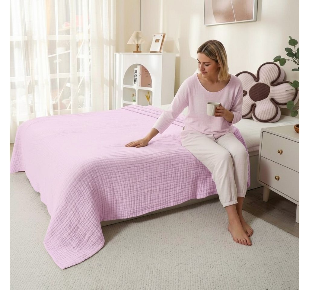 Wohndecke Musselin Decke Sofadecke, JASLIFE, Baumwolldecke,100% Baumwolle – Bild 3 von 5