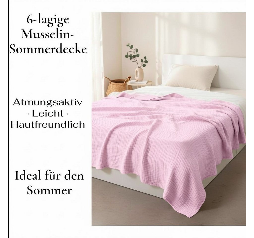 Wohndecke Musselin Decke Sofadecke, JASLIFE, Baumwolldecke,100% Baumwolle – Bild 4 von 5