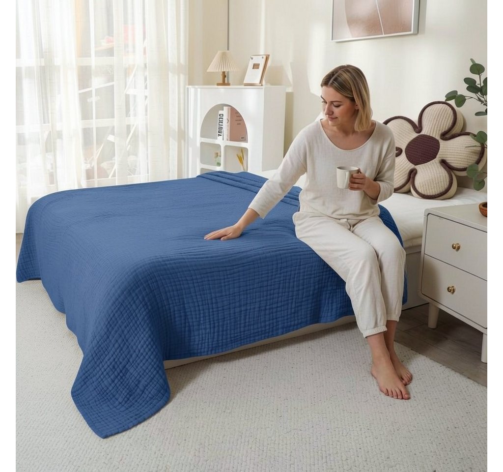 Wohndecke Musselin Decke Sofadecke, JASLIFE, Baumwolldecke,100% Baumwolle – Bild 3 von 5