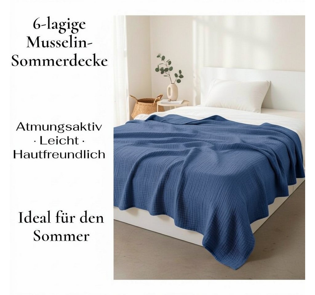 Wohndecke Musselin Decke Sofadecke, JASLIFE, Baumwolldecke,100% Baumwolle – Bild 4 von 5