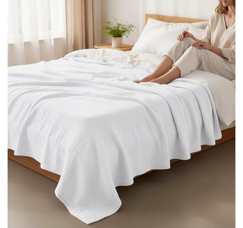 Wohndecke Musselin Decke Sofadecke, JASLIFE, Baumwolldecke,100% Baumwolle – Bild 2 von 5