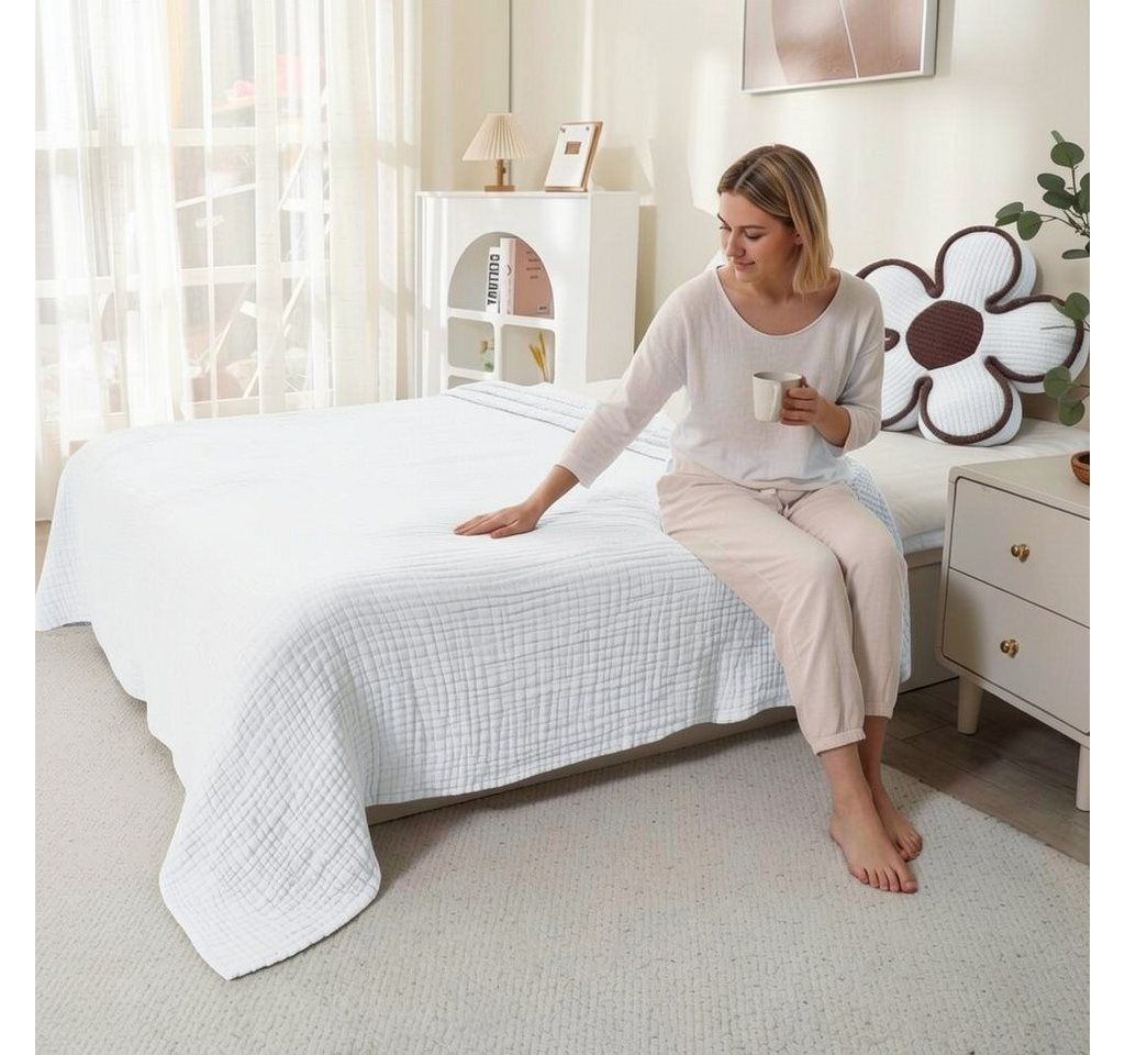 Wohndecke Musselin Decke Sofadecke, JASLIFE, Baumwolldecke,100% Baumwolle – Bild 3 von 5