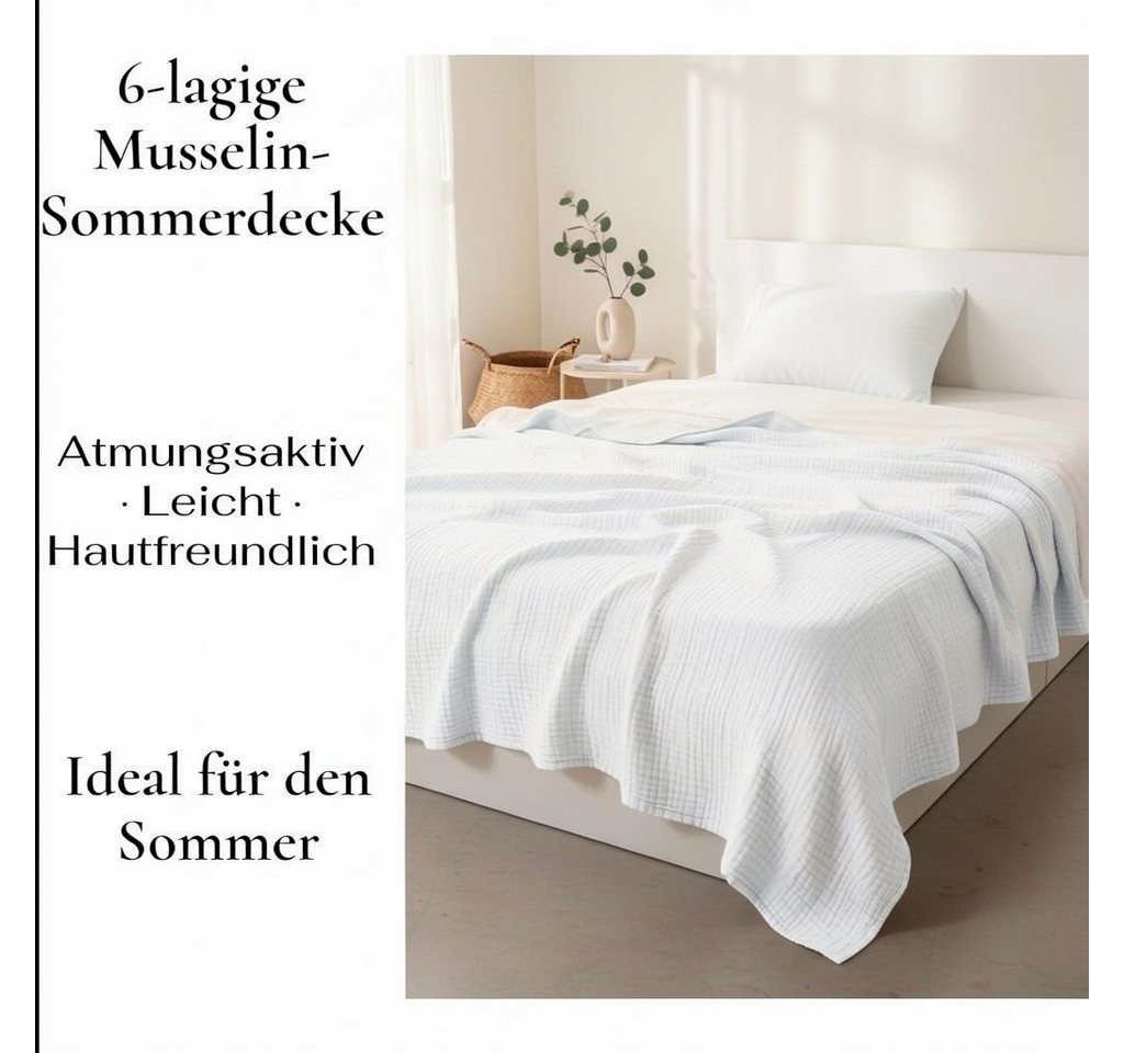 Wohndecke Musselin Decke Sofadecke, JASLIFE, Baumwolldecke,100% Baumwolle – Bild 4 von 5