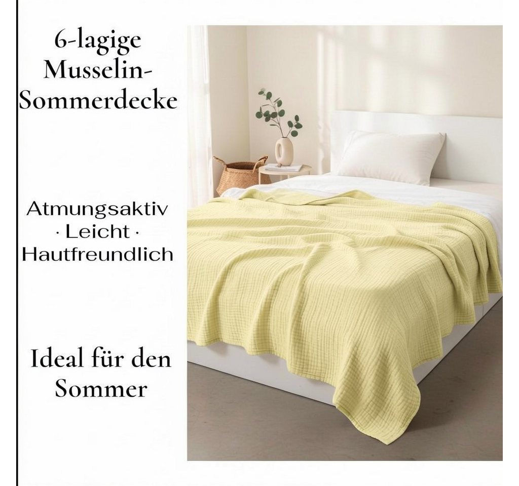 Wohndecke Musselin Decke Sofadecke, JASLIFE, Baumwolldecke,100% Baumwolle – Bild 4 von 5