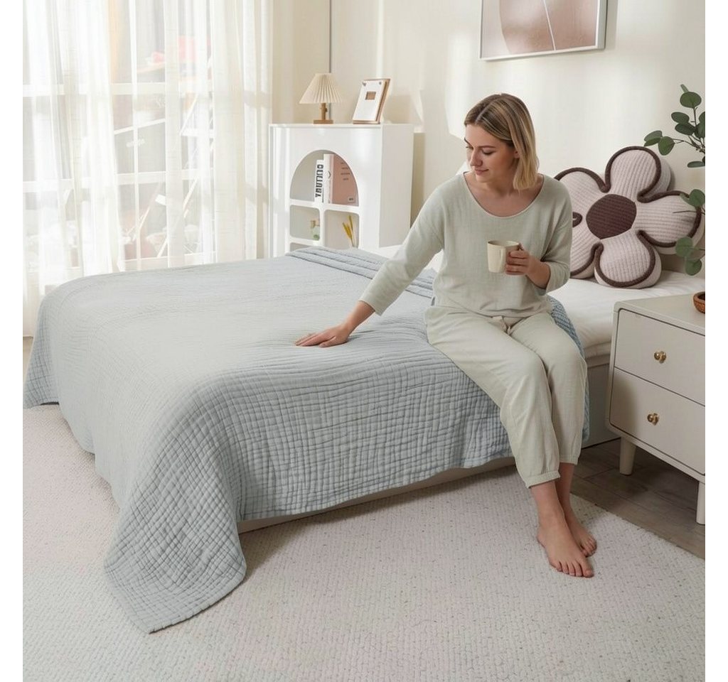 Wohndecke Musselin Decke Sofadecke, JASLIFE, Baumwolldecke,100% Baumwolle – Bild 3 von 5